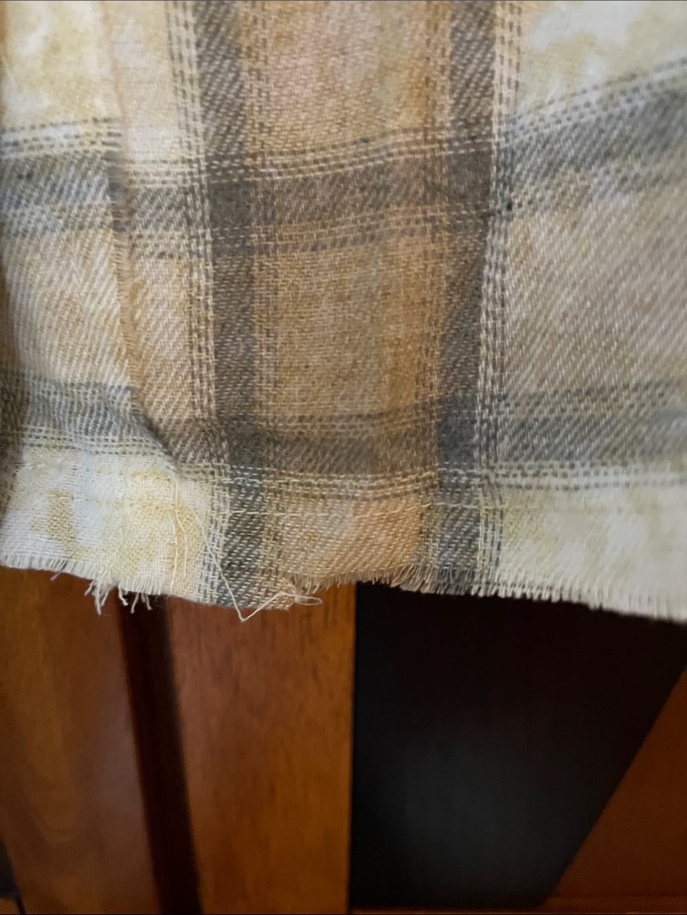 POL Plaid & Lace Patchwork Button-Up Shirt - Beige-Orange-Cream w/Open Lace - Picture 8 of 14